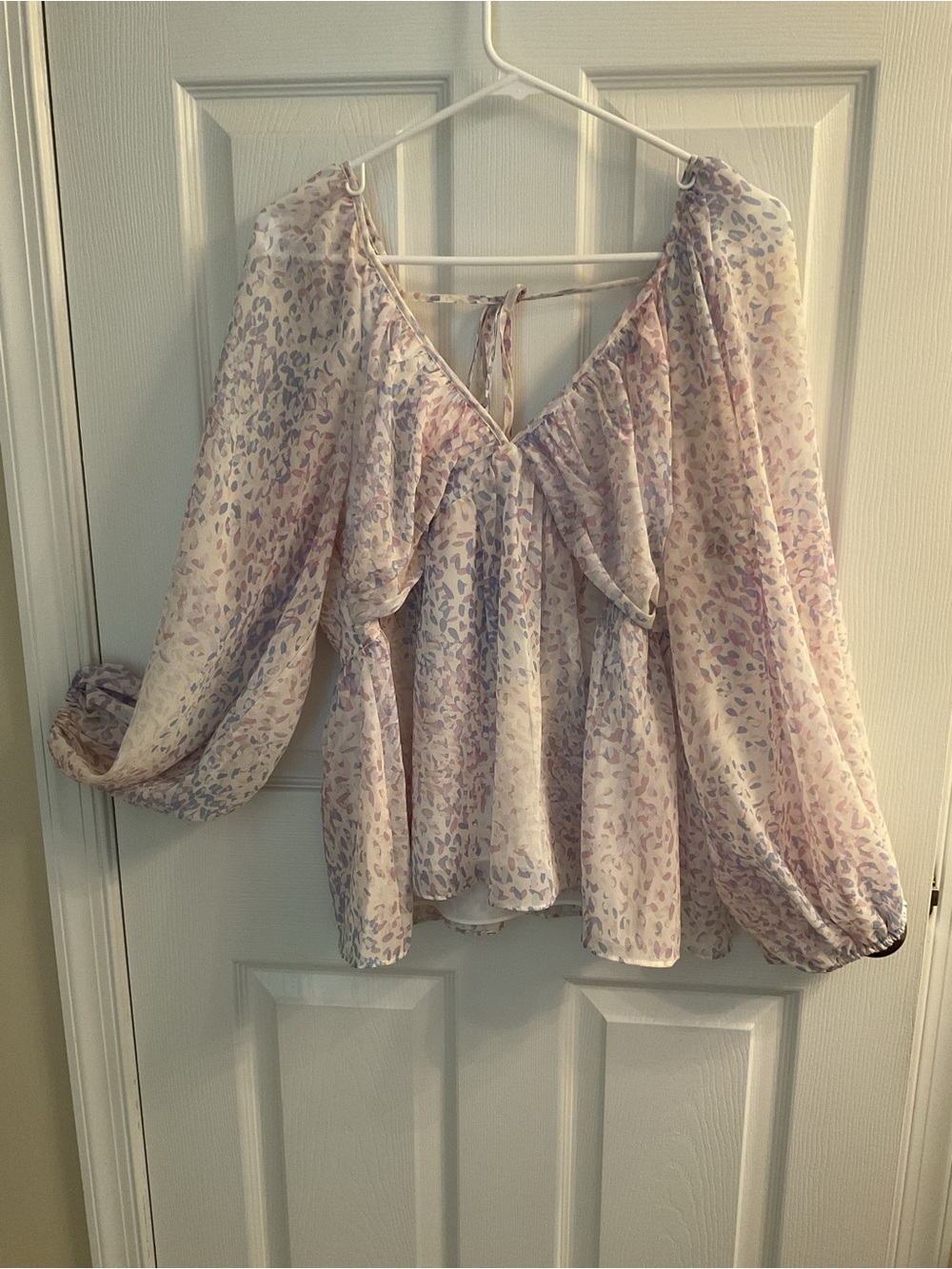 Pastel Cheetah Print Peasant Blouse - Women Tops